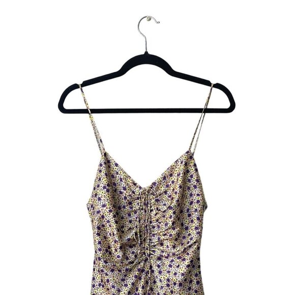 Zara Dress Mini Size S Floral Fairy Feminine Satin Y2K Yellow Purple Feminine - Picture 3 of 10